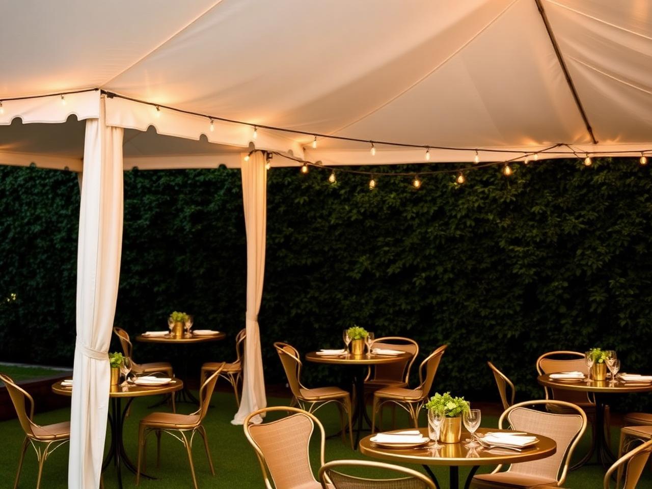 Elegant gedekt event onder tent